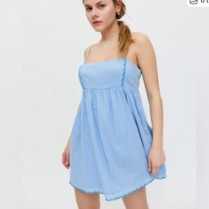Urban Outfitters Light Blue Scalloped Mini Dress